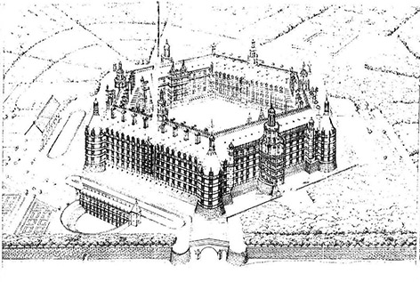 Fig. 3 L’Abbaye de Thélème reconstituée             par Charles Lenormant en 1840 